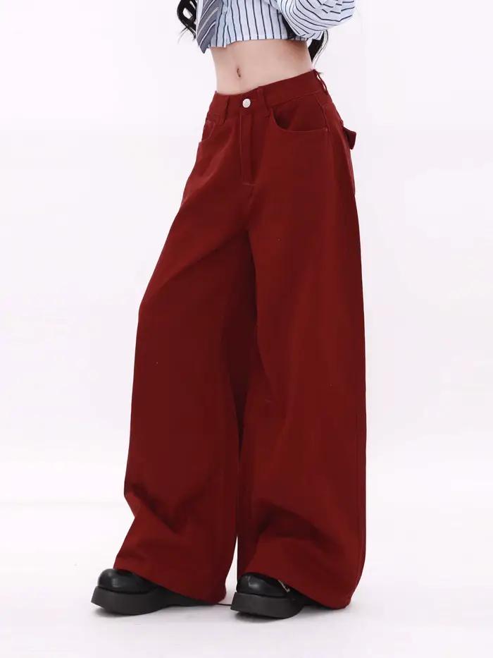 Jean rouge Angola Y2k pour femmes
