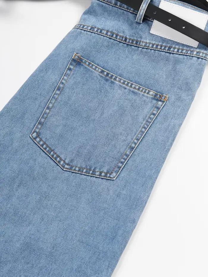 [EAM] taille haute bleu couleur bloc Denim longue jambe large jean nouveau lâche femmes pantalon mode marée printemps automne 2026 17A2013H01