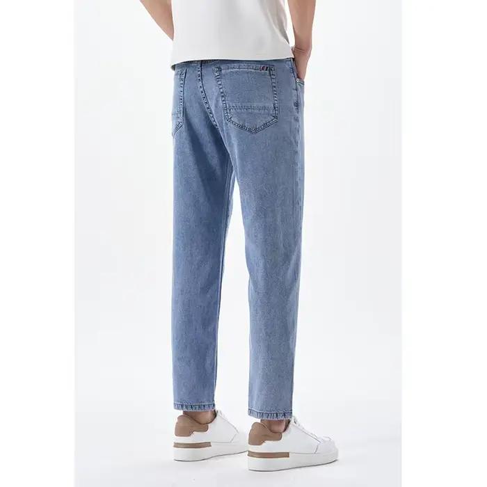 Jean Lyocell Tendance 2026 Coupe Courte Longueur Cheville Pantalon Slim Extensible Streetwear d'Été Jean Décontracté pour Homme Occasions Quotidiennes