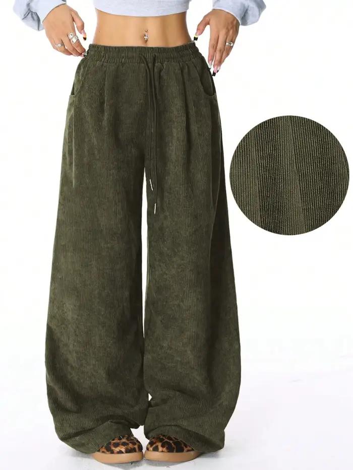 Pantalon cargo en velours côtelé rétro pour femmes