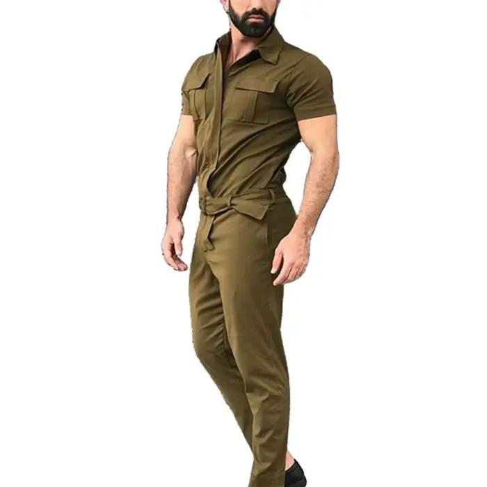Combinaisons zippées à manches courtes pour hommes