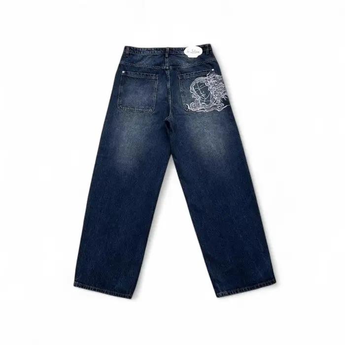 2025 nouvelles femmes jean Vintage victoire déesse tête Portrait broderie Denim pantalon Hip Hop Streetwear haute jambe