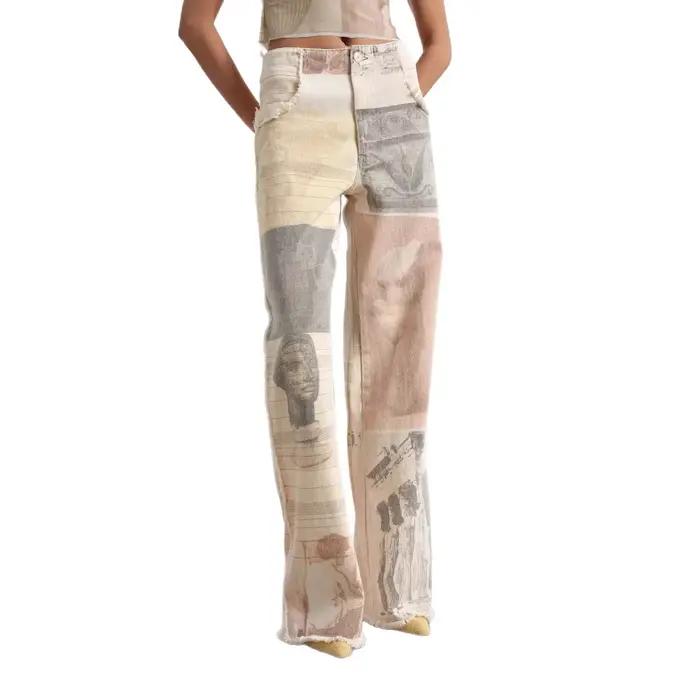 Jean ample blanc cassé pour femme