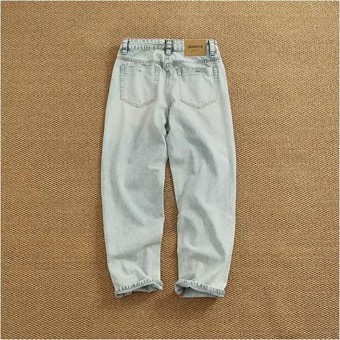 Pantalon en denim bleu clair rétro pour hommes