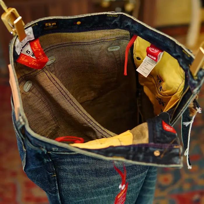 Jean en denim à lisière lourde de 22 oz pour hommes - Jambe droite ample Pur 100% coton Pantalon de style épais décontracté rétro américain 5 km
