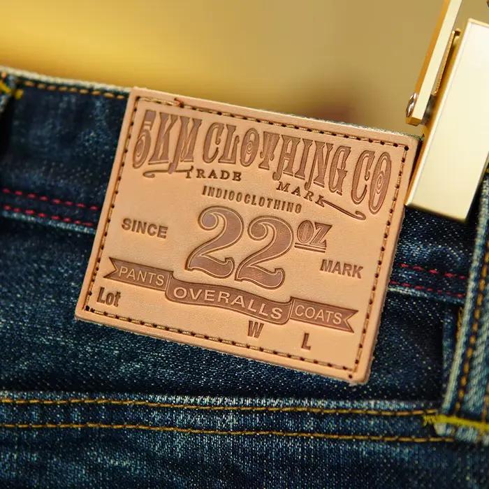 Jean en denim à lisière lourde de 22 oz pour hommes - Jambe droite ample Pur 100% coton Pantalon de style épais décontracté rétro américain 5 km