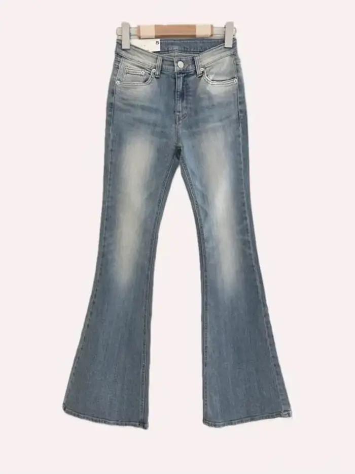 Sable Blast lavé mode coréenne célébrité d'internet vente chaude jean taille basse Flare