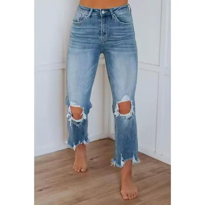 Jeans déchirés européens et américains pour femmes