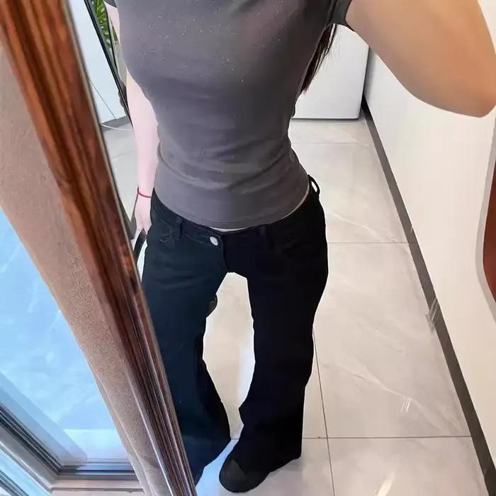 Low Waist Flared Denim Jeans Women's Spicy Girl Style Retro Hong Kong