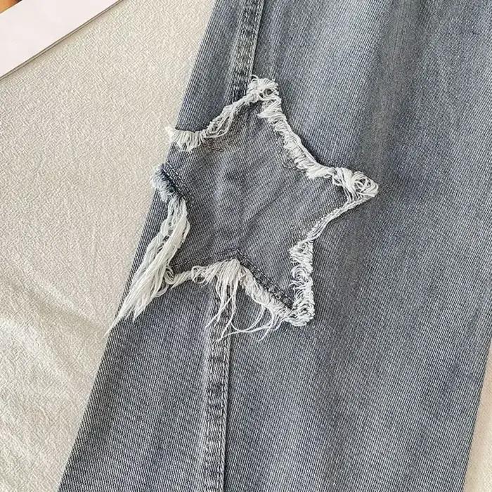 Jean Denim Taille Haute à Jambes Droites