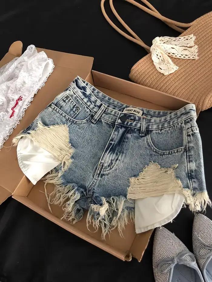 Shorts en jean déchirés pour femmes