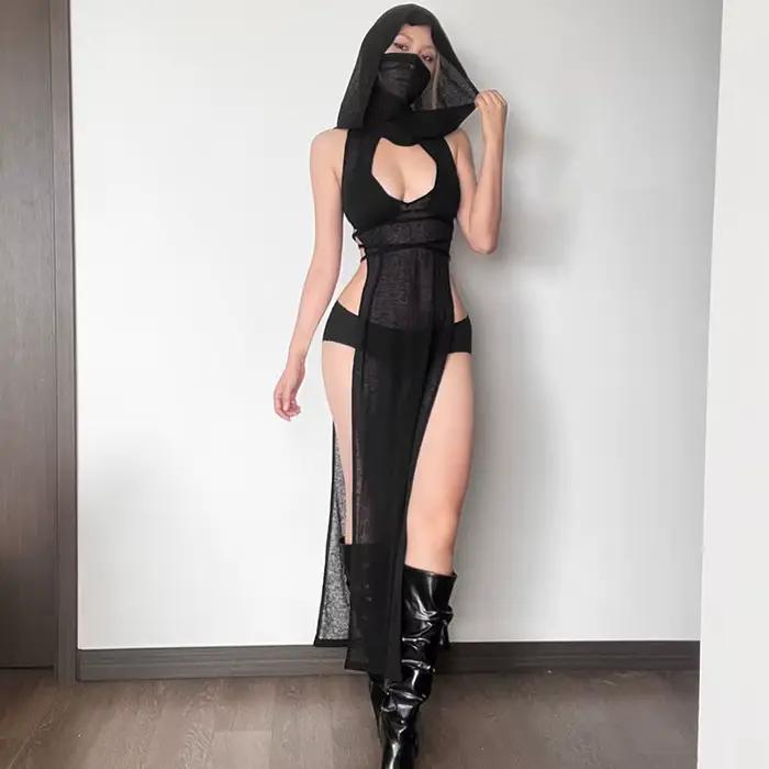 Nouvelle Robe Vintage Streetwear Noire Mystérieuse Été 2026