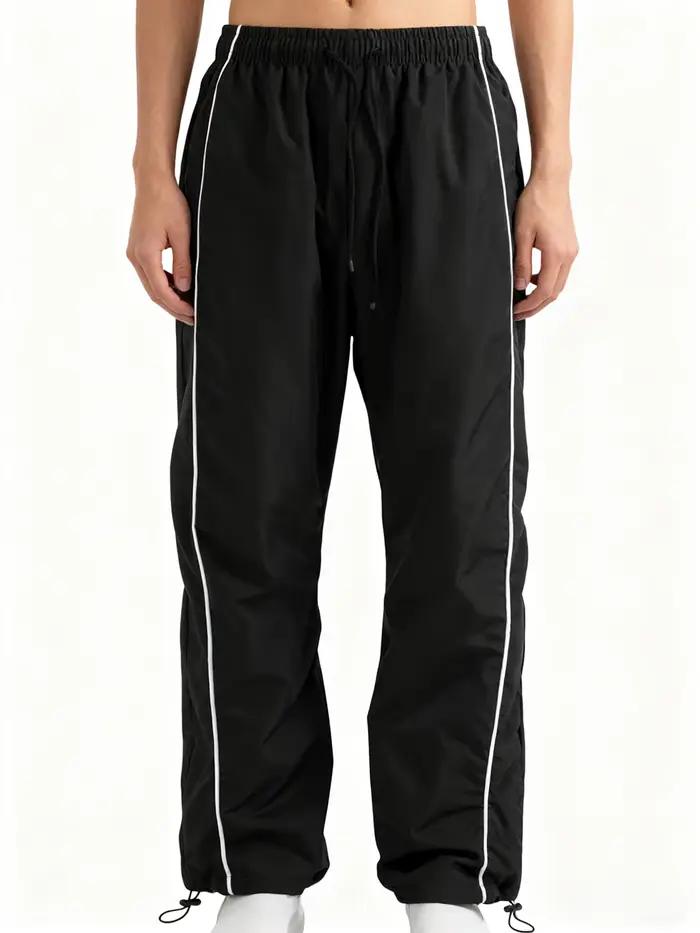 Pantalon décontracté noir ample pour hommes