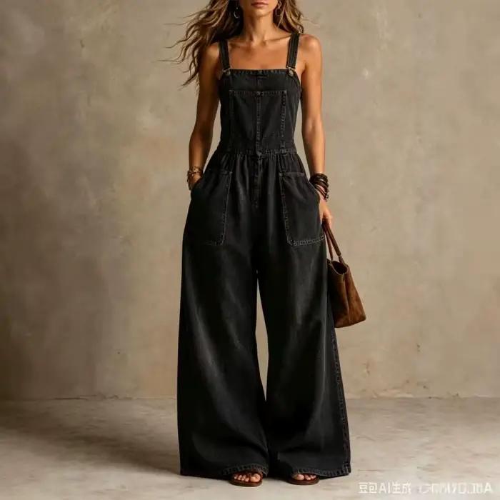 Combinaison Salopette Vintage en Jean pour Femme