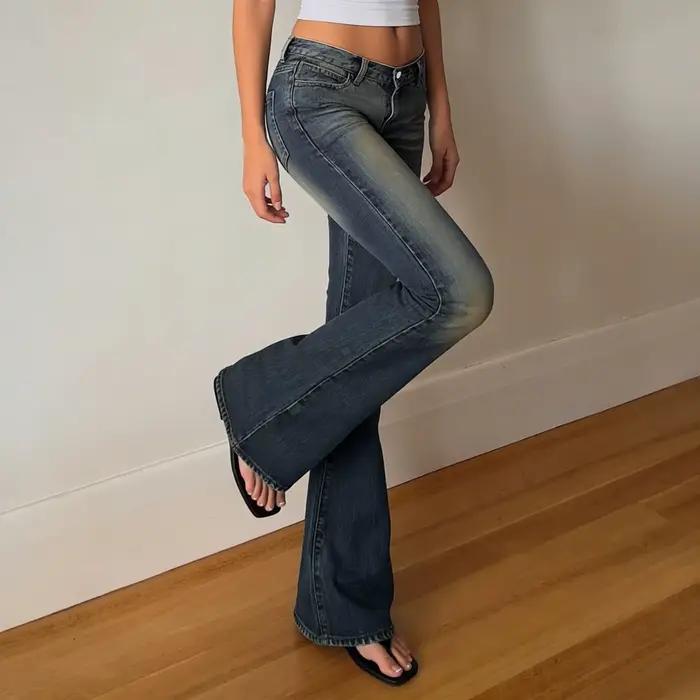 SUCHCUTE Y2k Jean évasé taille basse pour femme