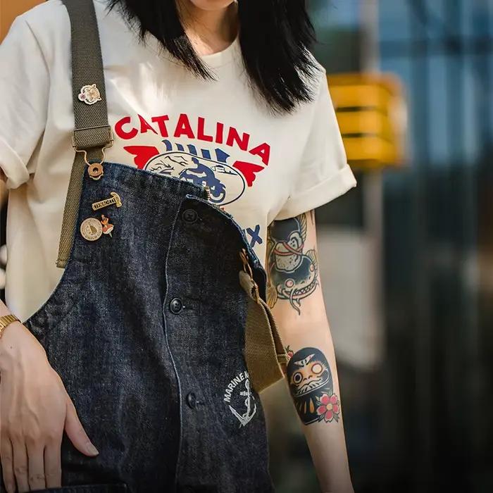 Maden Vintage unisexe Denim salopette Baggy Fit marine pont combinaisons Couple coton jambe large surdimensionné jean pour l'automne et l'hiver