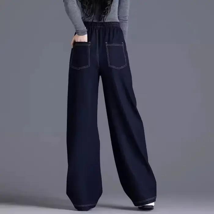 Jeans femmes 2025 pantalon à jambes larges ample taille haute coton denim décontracté printemps automne occassions variées