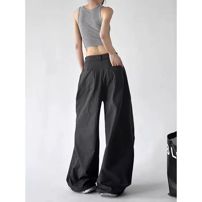 Pantalon ample Y2K kaki décontracté pour femme YIBASHU