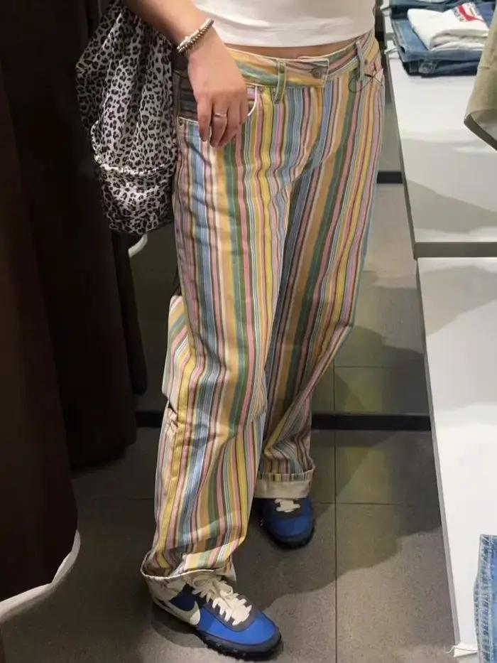 Jean pour femme, pantalon en denim à rayures contrastées