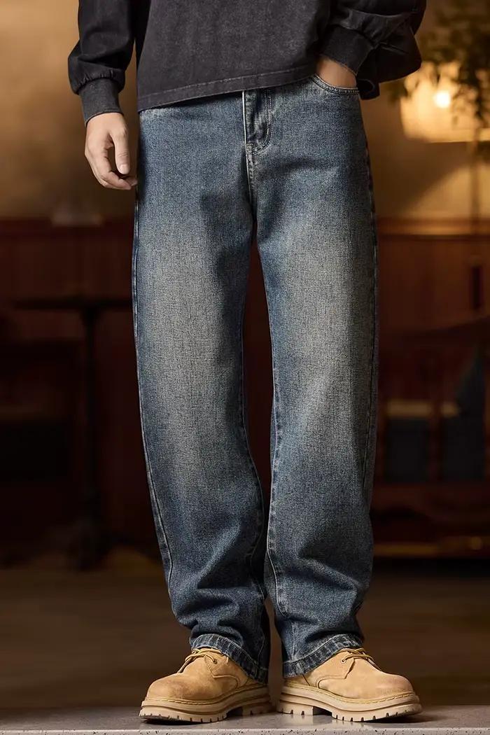 Jean bleu taille élastique pour homme coupe décontractée