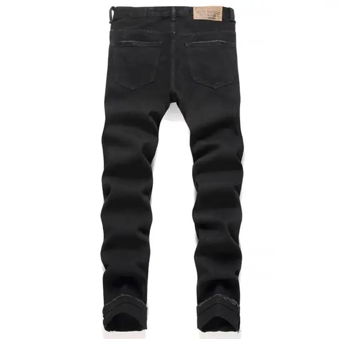 Jean déchiré noir rétro pour hommes