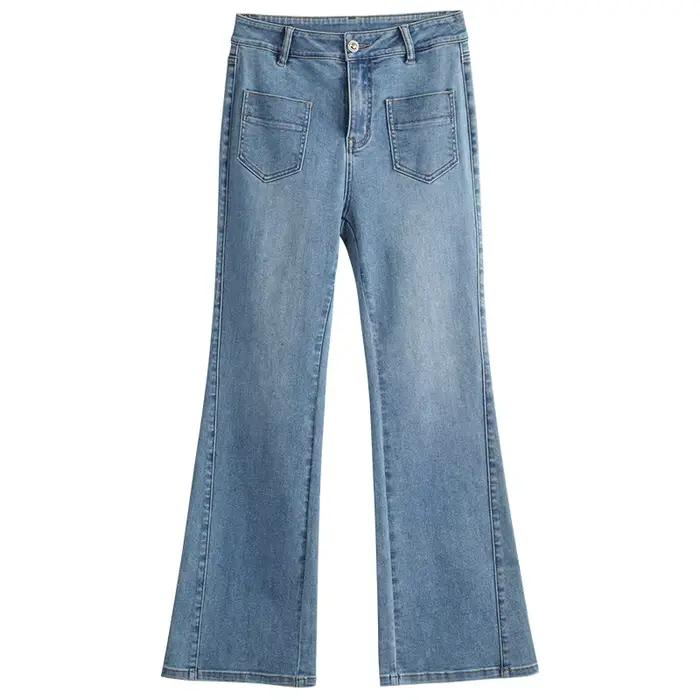 OLrain Jean Bootcut Femme Printemps 2026 Nouveau Pantalon Polyvalent Simple pour le Quotidien