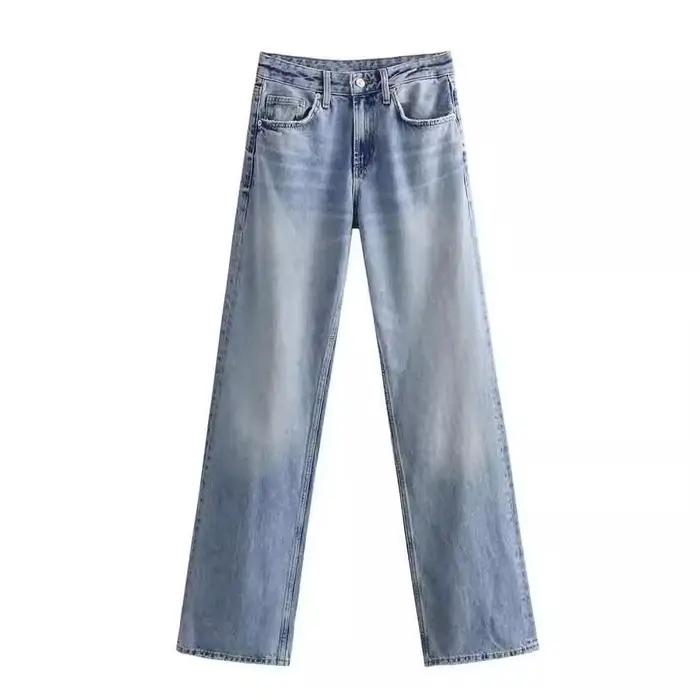 PRINTKAOIR jean Long taille droite hauteur 2025 automne hiver nouveau produit de lavage Y2k