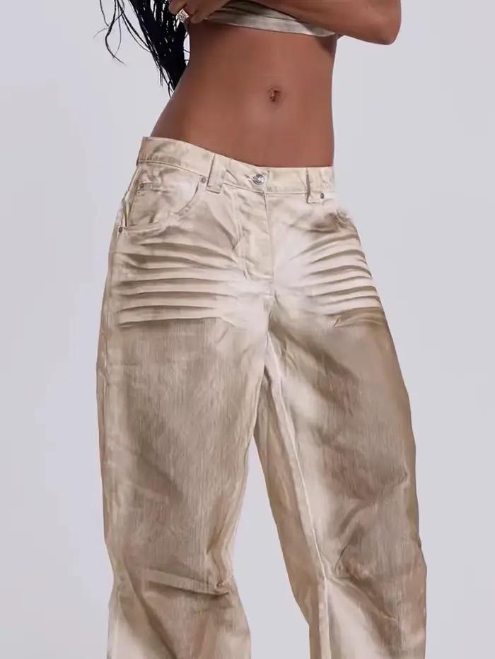DEAT mode sale teint jean femmes taille haute ample droite jambe large Denim pantalon été nouveau 7A609