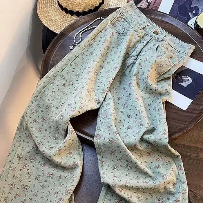 Pantalon en Denim imprimé Floral pour Femme