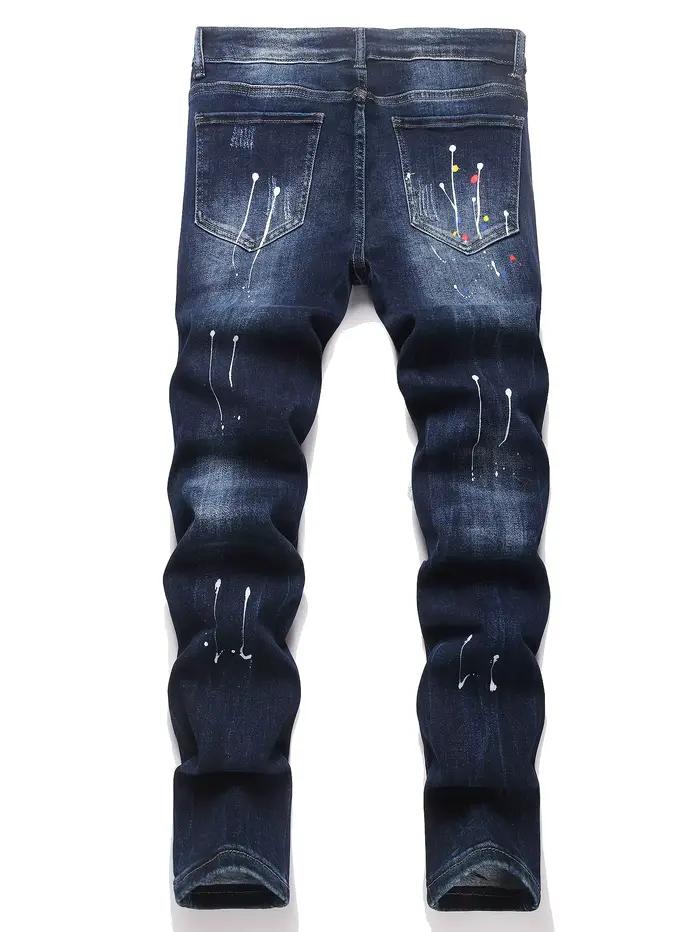 Jeans en denim déchiré pour homme