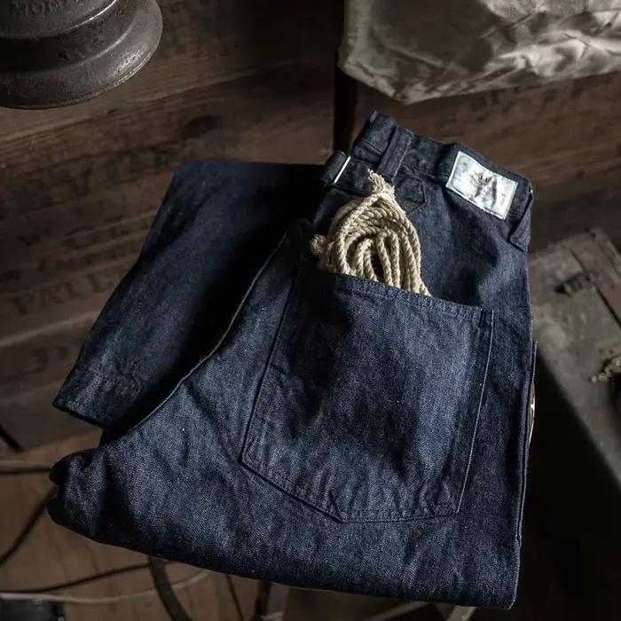 Salopette Vintage en Denim Bronson 1917 Bleu Marine pour Homme Occasions Quotidiennes Taille Haut Couleur Bleu Marine Polyester Finition Enduite Fermeture Bouton Volant Tailles Disponibles
