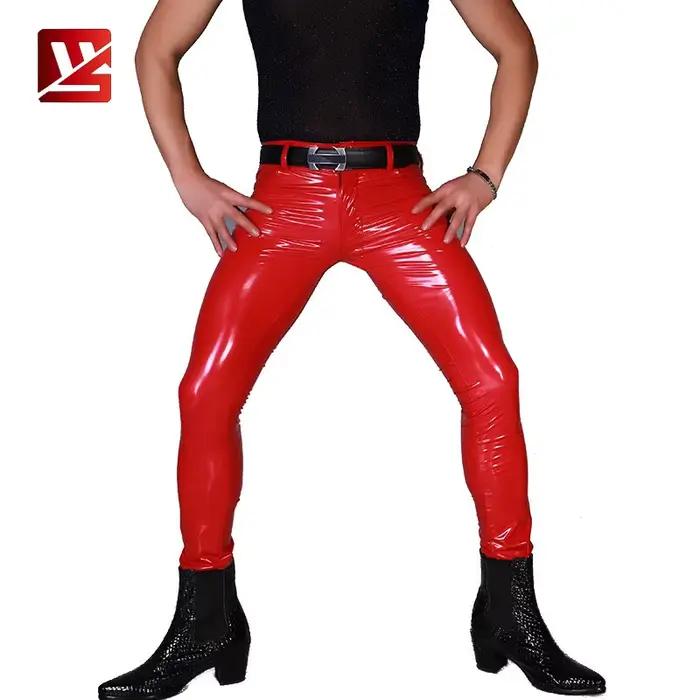 Pantalon crayon de danse sur scène brillant en Latex