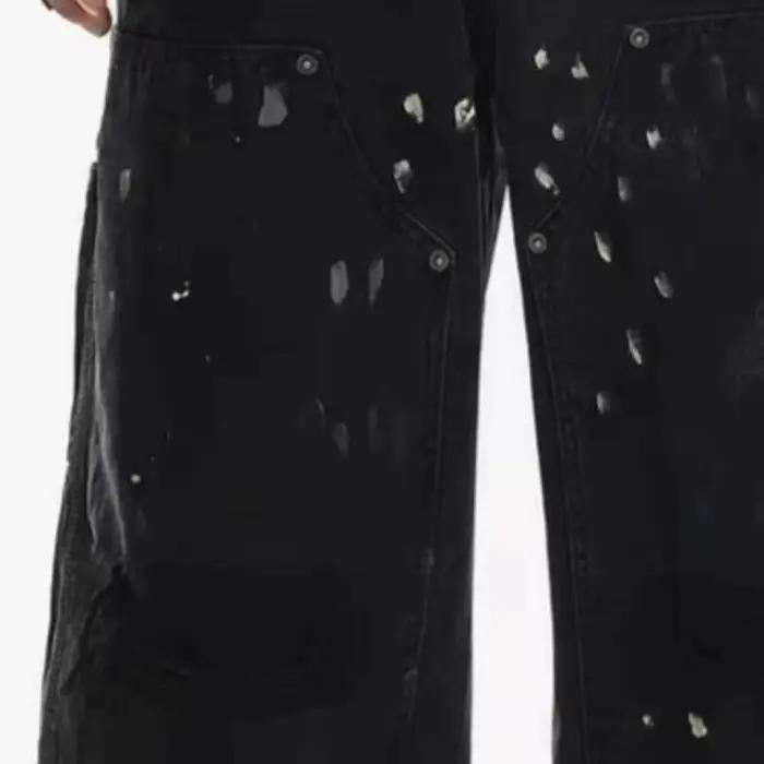 Jeans Y2K High Street à effet éclaboussures de peinture