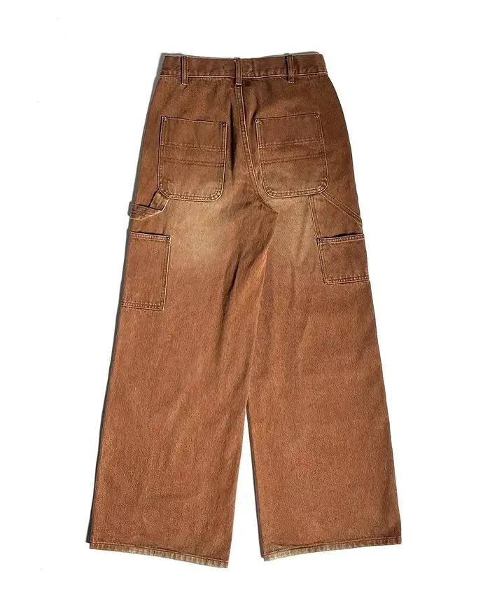 Streetwear Y2K Punk rétro gothique américain classique brodé jean hommes femmes marron