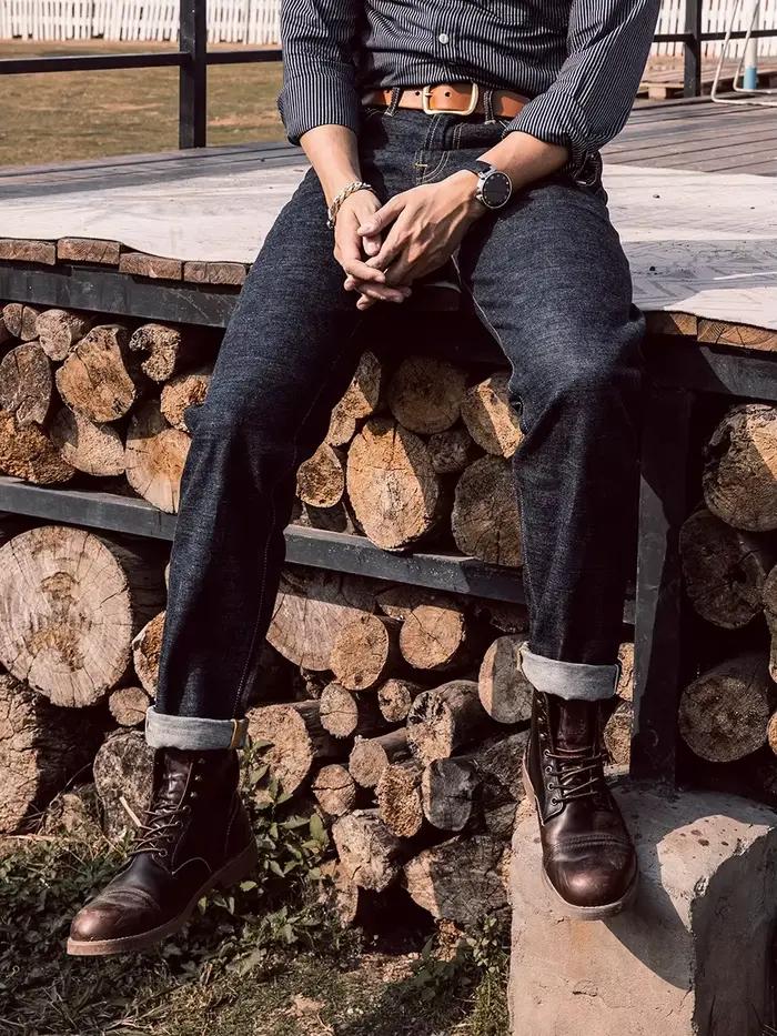 Pantalon en jean conique personnalisé Tornado rouge