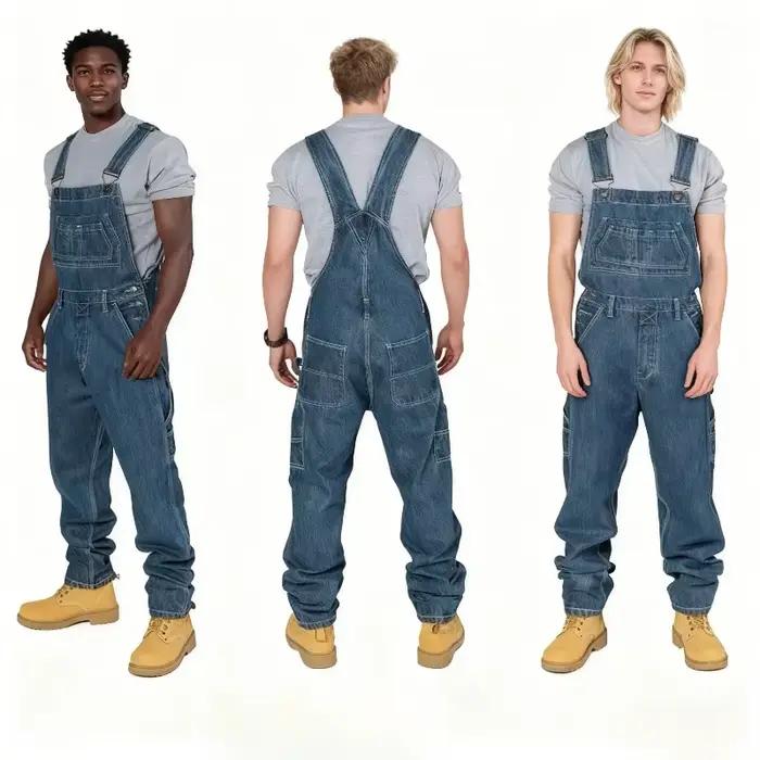 Salopette en jean déchirée et vieillie pour homme
