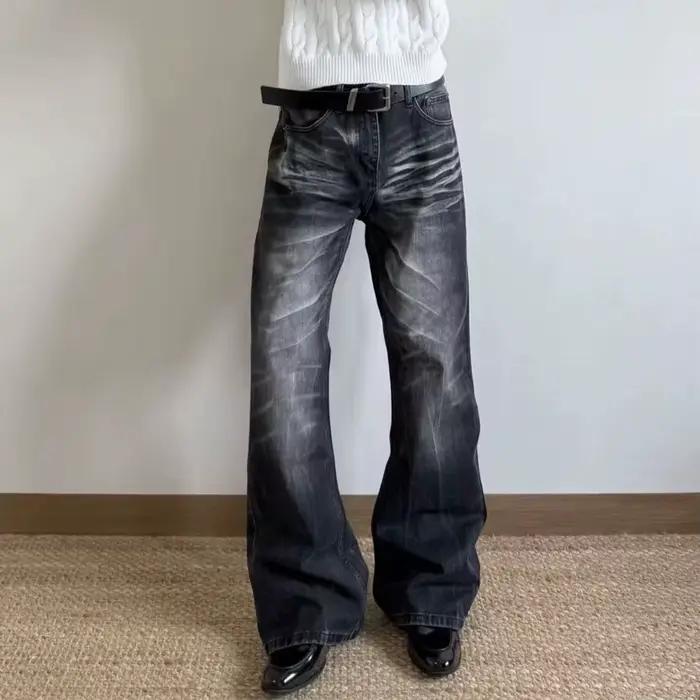 Jean noir rétro pour homme à motif moustaches de chat