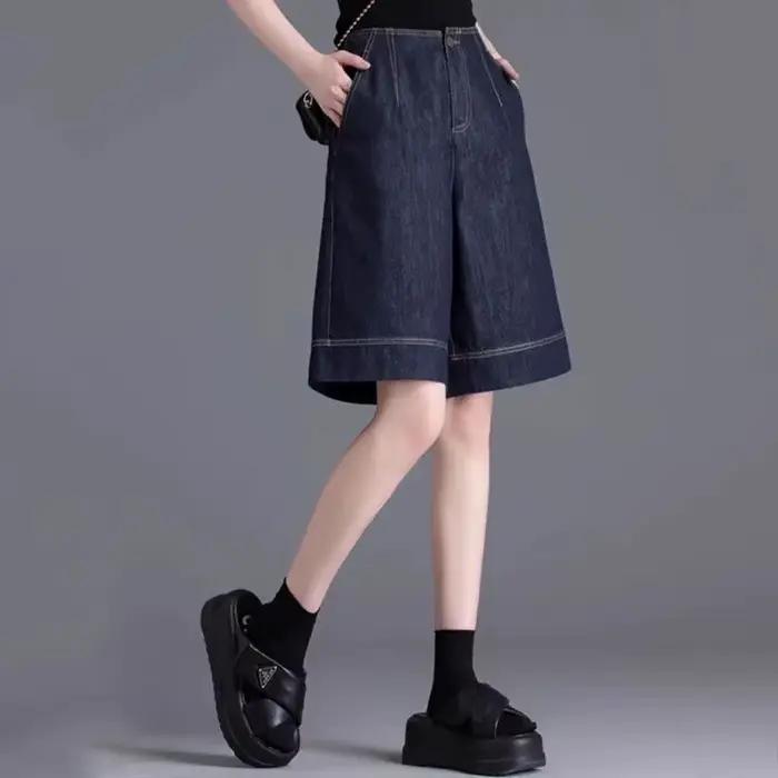 Dames jean court 2025 printemps automne ample haute qualité femmes Denim pantalon droit être tout-match loisirs dame