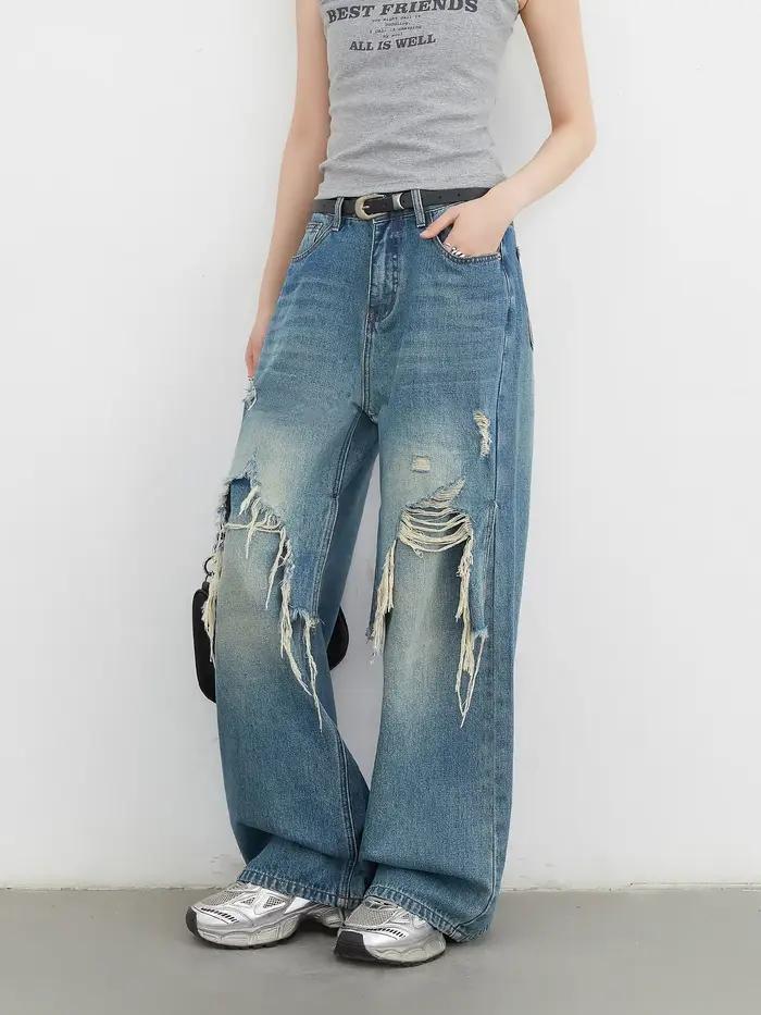 CHIC VEN Jean Femme Tendance Décontracté Ample Taille Haute Jambe Large Denim Streetwear Pantalon Féminin Printemps Automne Nouveauté 2026