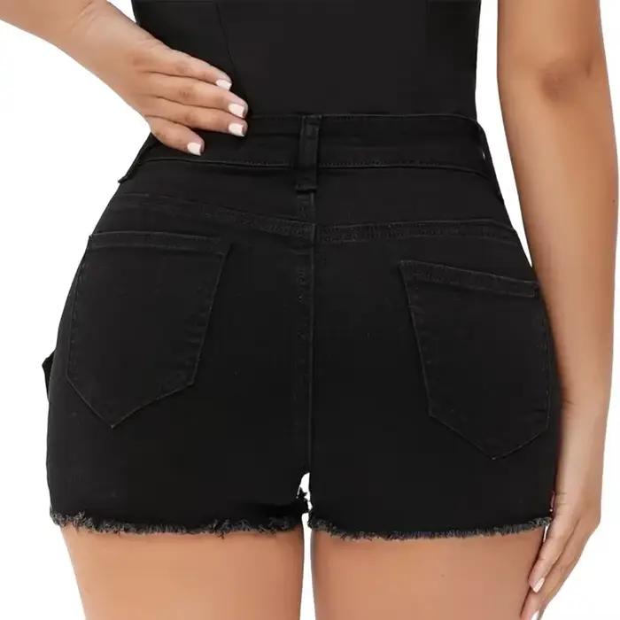 Short en jean déchiré taille haute