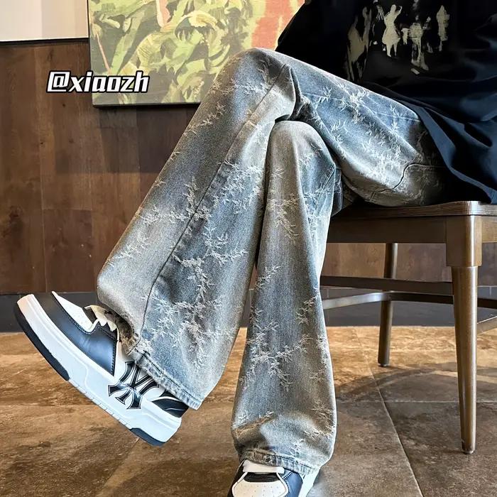 Pantalon en Denim à motif Jacquard pour homme
