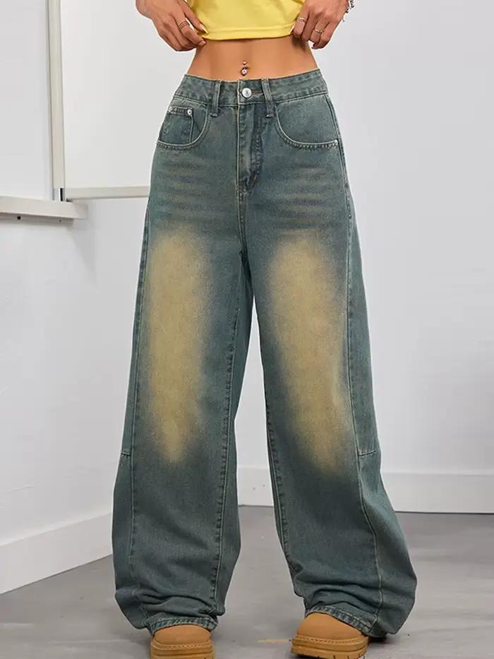 Jean rétro en détresse pour femme
