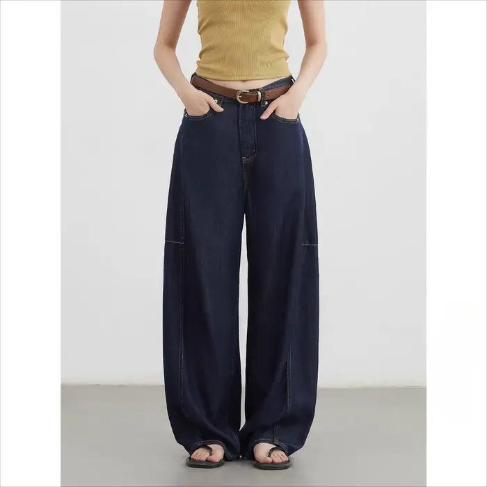 CHIC VEN femmes jean ample décontracté nouveau taille haute fendu femme jambe large Denim pantalon printemps automne 2025