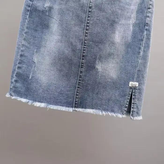 Jupe courte en jean taille haute pour femme