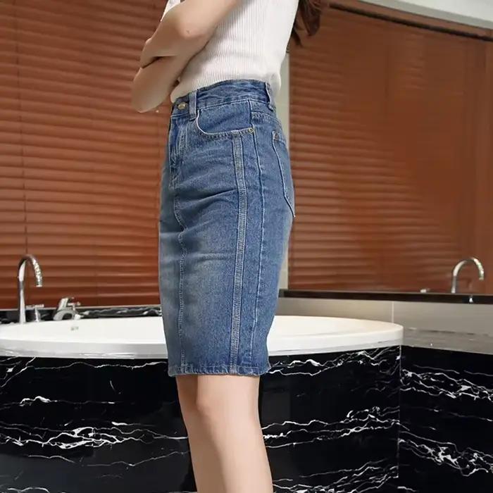 2025 mode printemps été Jean jupe femmes taille haute jupes droites femme mince élégant Denim sac hanche