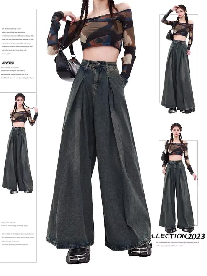 Jean Baggy Bleu Y2k pour Femme