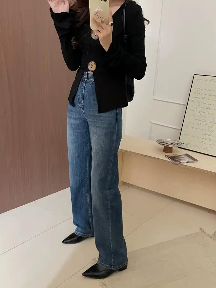 Jean droit vintage pour femme