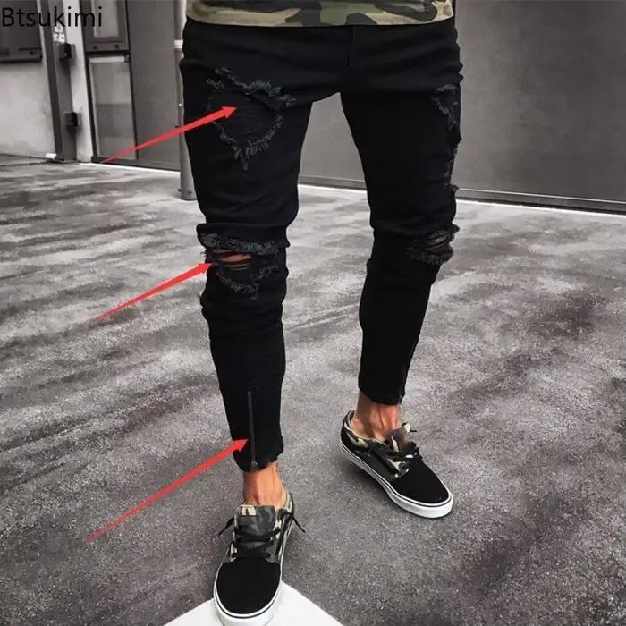 Jean skinny déchiré style street punk pour homme