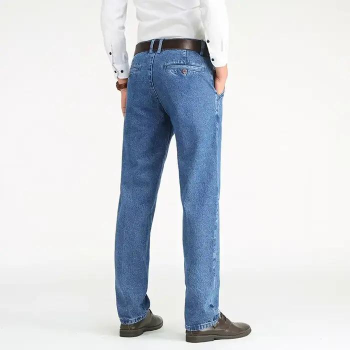 2021 épais coton tissu coupe décontractée marque jean hommes décontracté classique droit ample