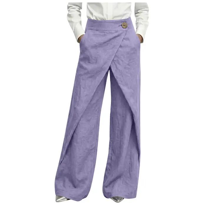 Pantalon large en lin pour femme